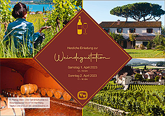 Herzliche Einladung zur Weindegustation am 1. und 2. April 2023
