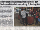 Hochkarätige Weindegustationen bei der Wein- und Getränkehandlung E. Freitag AG