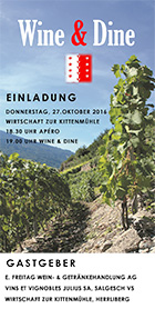 Einladung zum Wine & Dine am 27. Oktober 2016