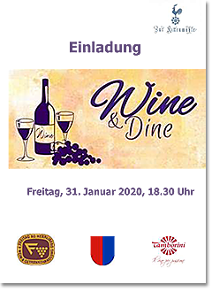 Einladung zum Wine & Dine am Freitag, 31. Januar 2020 in der Kittenmühle