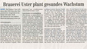 Brauerei Uster plant gesundes Wachstum