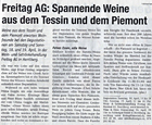 Freitag AG: Spannende Weine	aus dem Tessin und dem Piemont